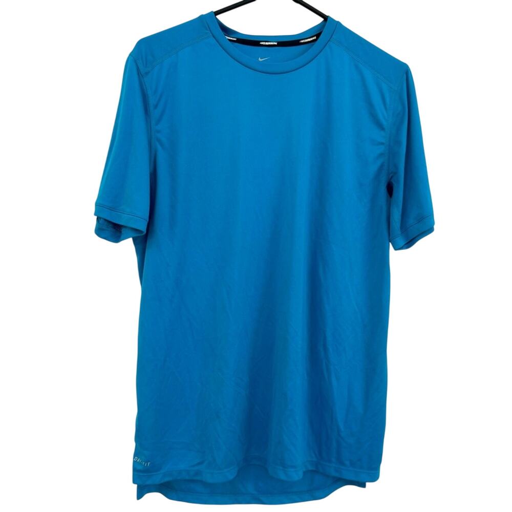 Nike Dri-Fit Shirt Men's Med Running Shirt Short Sleeve Turquoise Unisex Workout
